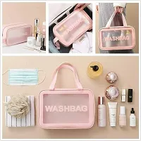 Multi-functional Makeup Pouch for Women | Waterproof PVC Cosmetic Bags for Girls | Toiletry Storage Wash Bag | Travel Organizer for Bath Accessories  Grooming Kit, Set of 3 Pouches (Pink)-thumb4