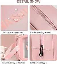 Multi-functional Makeup Pouch for Women | Waterproof PVC Cosmetic Bags for Girls | Toiletry Storage Wash Bag | Travel Organizer for Bath Accessories  Grooming Kit, Set of 3 Pouches (Pink)-thumb1