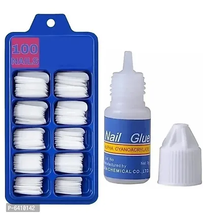 ARTIFICIAL NAILS   (Pack of 100) WITH ONE GLUE  STICK