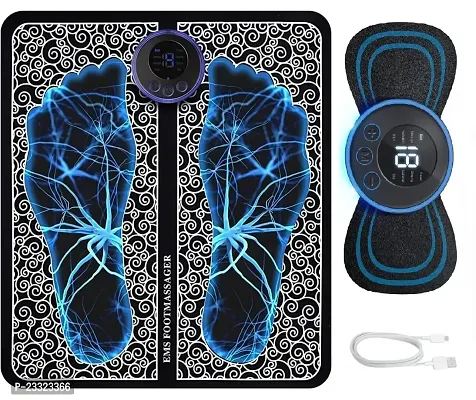 Foot Massager Pain Relief,Elecrtic EMS Massage Mat -8 Mode/16 Vibration Automatic Wireless Folding Massager for Foot,Legs,Hand Muscle Stimulator Therapy Mat for Men and Wome-thumb0