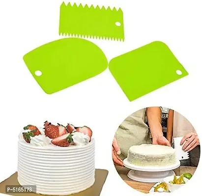 3pcs/Set Plastic Dough Bench Scraper Cake Cutter, Chopper, Smoother Icing Fondant Cake Decorating Pastry Baking Tool-thumb0