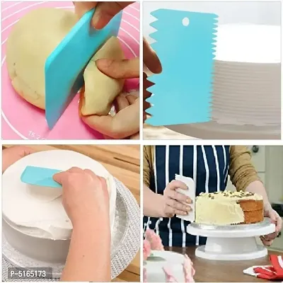 3pcs/Set Plastic Dough Bench Scraper Cake Cutter, Chopper, Smoother Icing Fondant Cake Decorating Pastry Baking Tool-thumb2