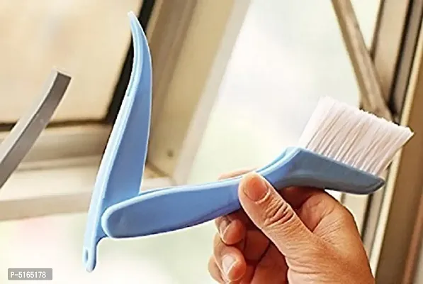 Sunty Multi functional Fold-able Plastic Window Frame Cleaning Brush with Dust Dirt Scraper-thumb0