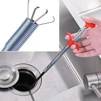 Stainless Steel Hair Catching Drain Cleaner Spring Wire Stick Drain Plunger  1PC (60CM)-thumb1