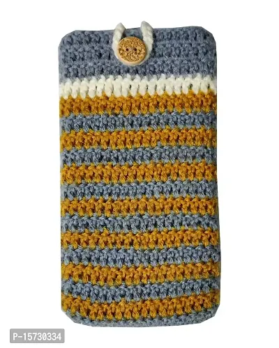 Tistook Hand Knit Mobile Phone Cover Pouch 6 to 6.5 Inch for Women and Men (TMOB6) Multicolor-thumb0