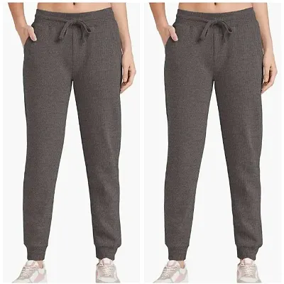 Women's Cotton Regular Fit Joggers Track Pants with Zippered Pocket