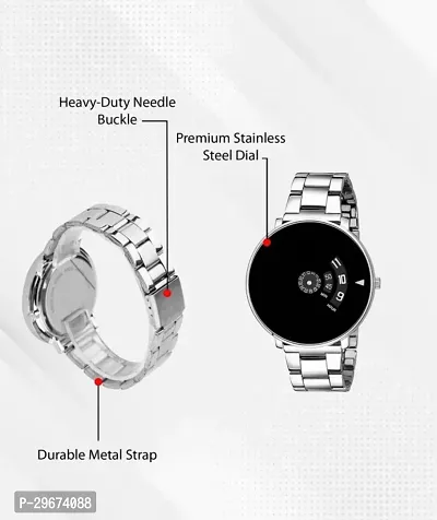 Trendy Silver Analog Fashion Watch for Men-thumb3