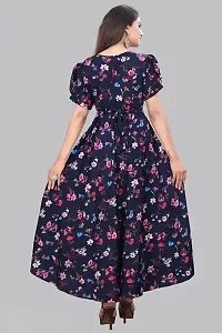 Trendy Floral Print Crepe Maxi Length Dress For Women-thumb1