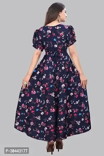 Trendy Floral Print Crepe Maxi Length Dress For Women-thumb2