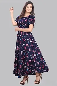 Trendy Floral Print Crepe Maxi Length Dress For Women-thumb2