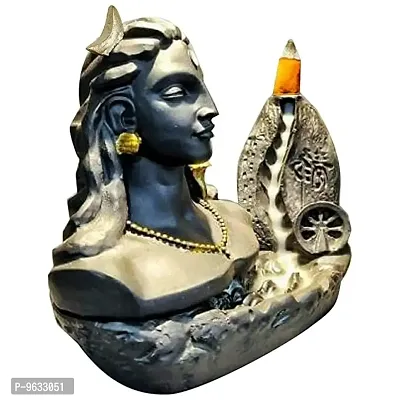 Black Adiyogi Smoke Fountain in Incense Sticks Statue Home Decor Item , Office Table Show Piece with 10 dhoop stick