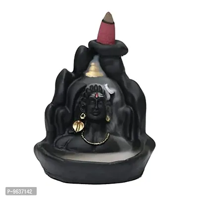 Shiva Mahadev Adiyogi Smoke Fountain Cone Incense Holder Decorative Showpiece Includes free 10 cones.-thumb0