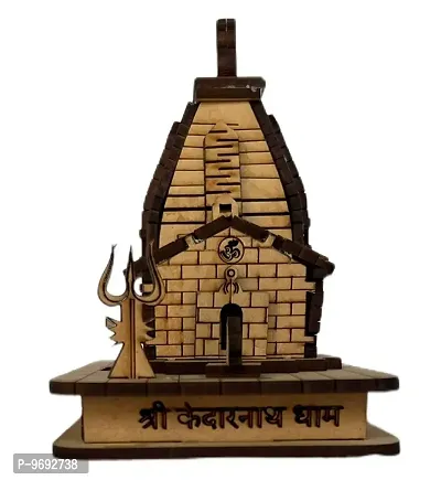 Wooden Hand Carved 3D Kedarnath Temple for Car Dashboard and Home Decoration.-thumb0