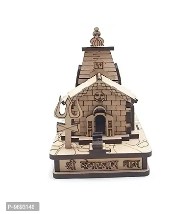 Kedarnath Temple in Wood Brown Colorfull 3D Model Temple Statue - Fully Polished and Hand Crafted Temple.-thumb0