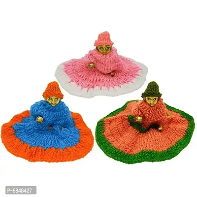Laddu Gopal Woolen Dress Size 0 no Winter Dress Set Krishna Clothes Poshak Combo Mix Colors Pack of 3, Multicolour