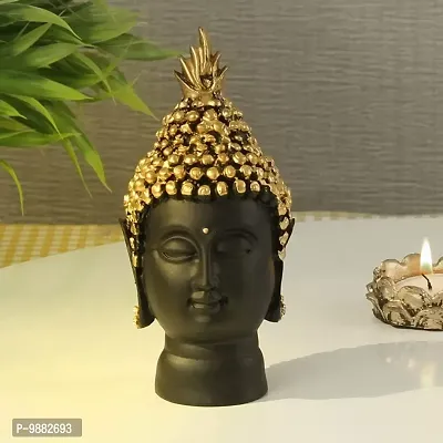 Gautam Buddha Face Head Statue Buddha Idol Showpiece for Home Living Room Office Table Positive Vibes  Decorative Gift Item Black  Golden.