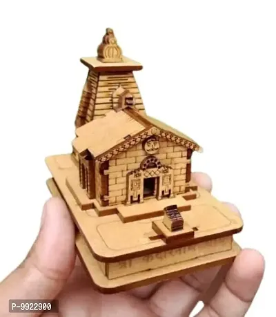 Kedarnath Temple in Wood Brown Model Temple Statue - Fully Polished and Hand Crafted Small Temple with Free Double Sided Tape for Car Dashboard.-thumb0