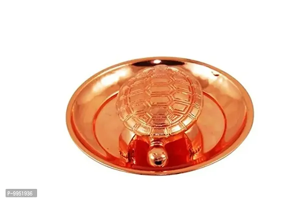 Copper Tortoise with Copper Plate for Vasstu/Fengshui Tortoise/Turtle/Kachua Wealth Sign Vastu Gift Item Decorative Showpiece for Home Temple and Good Luck.
