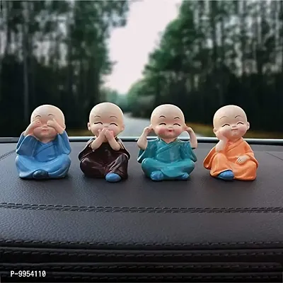 Set of 4 Beautiful Cute M, Polyresin, Multicolor for Home Decor, Office, Table, Car Dashboard, Gifting, Decoration.-thumb0