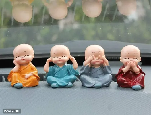 Small Baby Monk Buddha set 4 tv panel decorative items,monk statue for home d&eacute;cor ,small gifts ,buddha statue for car dashboard, housewarming gifts for new home,table d&eacute;cor.