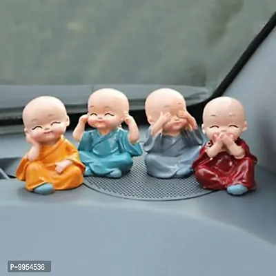 baby monk buddha for Home Decor And Car Dashboard. (Small Multicolor Set of 4)