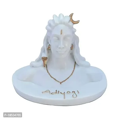 White Adiyogi Shiva Shankara Resin Statue for Car Dashboard, Pooja for Home