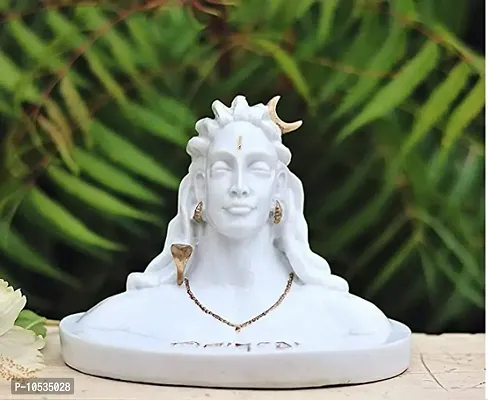Attractive White Adiyogi Shiva Shankara Resin Statue for Car Dashboard, Pooja for Home-thumb0