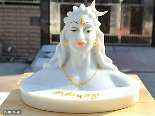 Adiyogi Shiva God Idols Statue for car Dashboard Decorative White Color