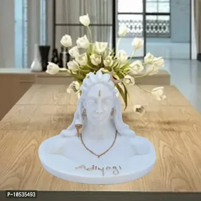 White Adiyogi Shiva Shankar Resin Statue for Car Dashboard, Pooja for Home-thumb0