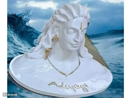 White Bhagwan Shiv Shiva Statue Idol Adiyogi for Car Dashboard-thumb0