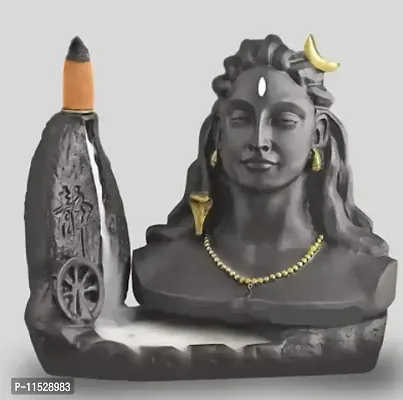 Big Black Adiyogi Smoke Fountain in Incense Sticks Statue with 10 Free Cones