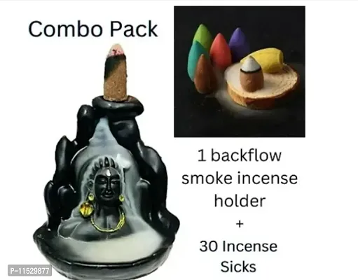 New Combo Pack Of Mahade Adiyogi Backflow Smoke Incense Burner With 30 Cones Free For Home Decortaive Showpiece-thumb0