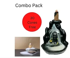 New Combo Pack Of Mahade Adiyogi Backflow Smoke Incense Burner With 30 Cones Free For Home Decortaive Showpiece-thumb1