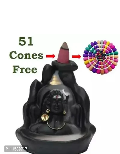 Lord Adiyogi, Mahadev, Shiv Adi Shankara | Backflow Cone Incense Holder | Shiv Decorative Showpiece with 51 Smoke Backflow Incense Cone