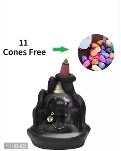 Adiyogi, Mahadev, Shiv Adi Shankara | Backflow Cone Incense Holder | Shiv Decorative Showpiece with 11 Free Smoke Backflow Incense Cone