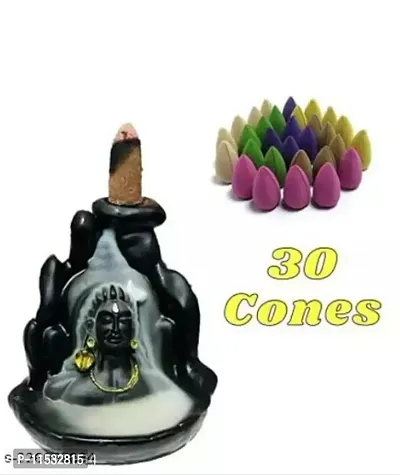 Adiyogi shiv shankar mahadev smoke backflow fountain Waterfall statue, 30 cones Decorative Showpiece