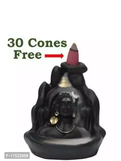 Adi Shankara | Backflow Cone Incense Holder | Shiv Decorative Showpiece with 30 Smoke Backflow Incense Cone