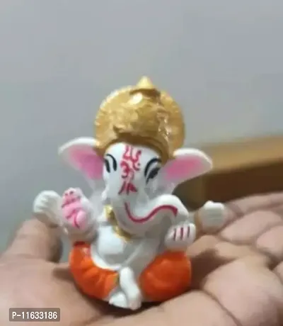 Lord Ganesh Idol for Car Dashboard - Small Ganesh Idol | Ganesh Ji Murti | Cute Ganesha | Ganesh Idol Showpiece for Home Decor-thumb0