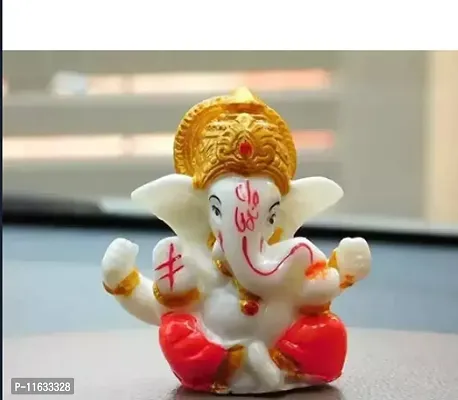 Lord Ganesh Idol for Car Dashboard - Small Ganesh Idol | Ganesh Ji Murti | Cute Ganesha | Ganesh Idol Showpiece for Home Decor , Resin-thumb0