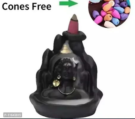 Lord Shiva Adiyogi Smoke Backflow Fountain With free 11pcs Backflow Cones ( Color- Black)