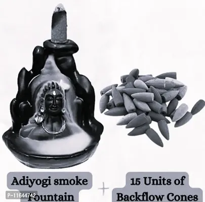 Lord Adiyogi Shiva Backflow Smoke Fountain Incense Holder with Free 15 Units of Backflow Incense Cones