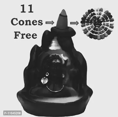 Lord Shiva Adiyogi Shiva Backflow Smoke Fountain Incense Holder Burner with  Free 11 Units of Backflow Incense Cones Sticks-thumb0