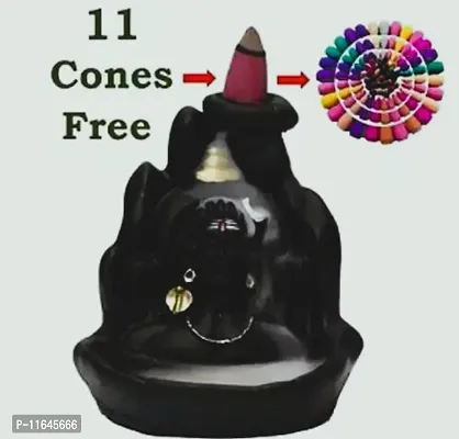 Adiyogi, Mahadev, Shiv Shankara Backflow Cone Incense Holder Decorative Showpiece with 11 Free Smoke Backflow Scented Cone