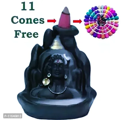 Lord Adiyogi Backflow Incense Burner / Holder / Smoke Fountain / jharna / Waterfall with 11 Free Scented Cones