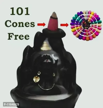 Adiyogi Shiva Backflow Smoke Fountain Incense Holder Burner with 101 free cones