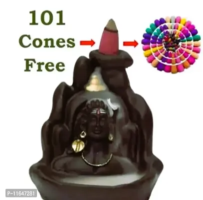 Adiyogi Shiva Smoke Fountain with  101 free Backflow  cones for Pooja Shiva Idol Decorative Showpiece-thumb0