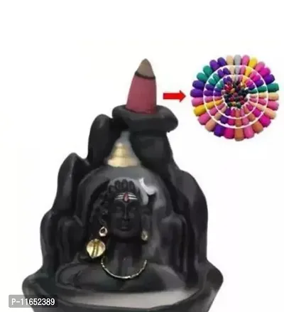 Lord Adiyogi, Mahadev, Shiv Adi Shankara | Backflow Cone Incense Holder | Shiv Decorative Showpiece with 101 Smoke Backflow Incense Cone
