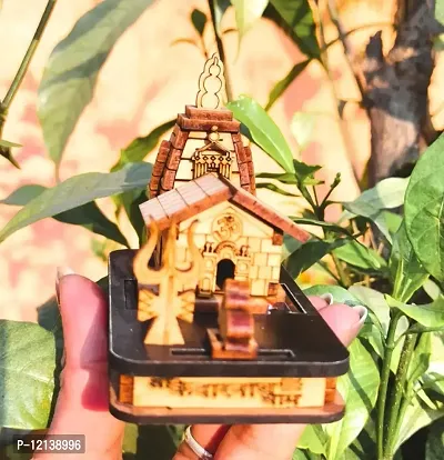 Kedarnath Temple in Wood Brown Colorfull 3D Model Temple Statue Hand Crafted Temple Office Decor Item