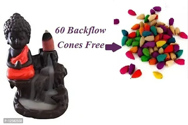 Buddha Backflow Smoke Fountain with Scented Cone Incense with 60  Free Smoke Cone Incenses