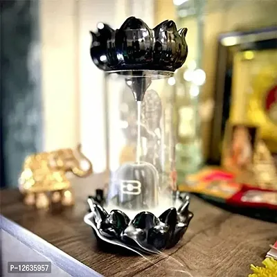 Mahadev shivling in Glass Smoke backflow with Free  10 Back Flow Incense Cones , Aromatherapy, Home ,Decorative Showpiece Black-thumb0